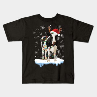 Mooey Christmas Heifers Santa Xmas Lights Cow Lovers Kids T-Shirt